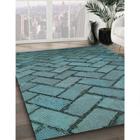 Patterned Deep-Sea Green Rug, pat628lblu