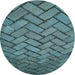 Square Machine Washable Transitional Deep-Sea Green Rug in a Living Room, wshpat628lblu