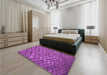 Patterned Bright Neon Pink Purple Rug in a Bedroom, pat628pur