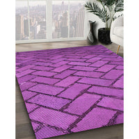 Patterned Bright Neon Pink Purple Rug, pat628pur