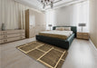 Patterned Bronze Brown Rug in a Bedroom, pat629brn