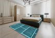 Patterned Bright Turquoise Blue Rug in a Bedroom, pat629lblu