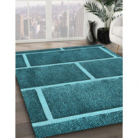 Patterned Bright Turquoise Blue Rug, pat629lblu