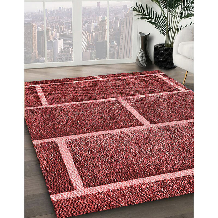 Machine Washable Transitional Red Rug in a Family Room, wshpat629rd