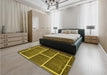 Patterned Orange Gold Rug in a Bedroom, pat629yw