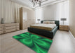 Patterned Deep Emerald Green Rug in Family Room, pat63lblu