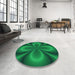 Patterned Deep Emerald Green Rug in a Kitchen, pat63lblu