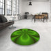 Round Patterned Deep Emerald Green Rug in a Office, pat63yw