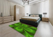 Patterned Deep Emerald Green Rug in a Bedroom, pat63yw