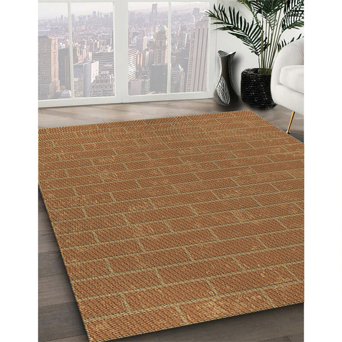 Patterned Orange Rug in Family Room, pat630brn
