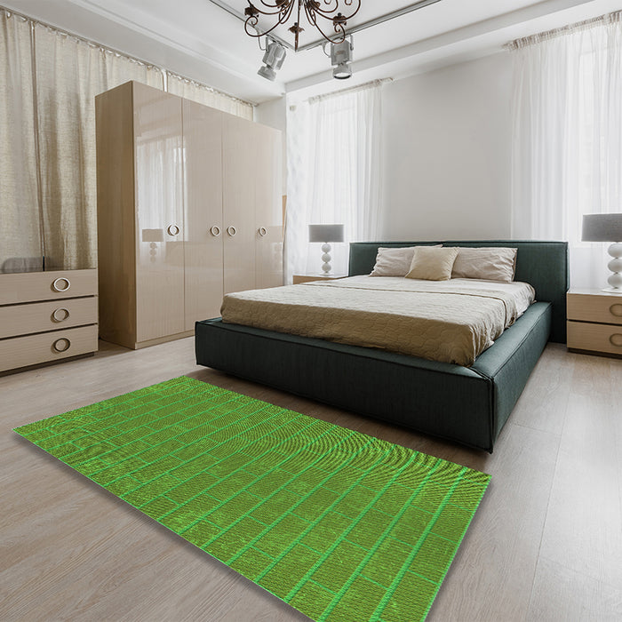 Patterned Seaweed Green Rug in a Bedroom, pat630grn