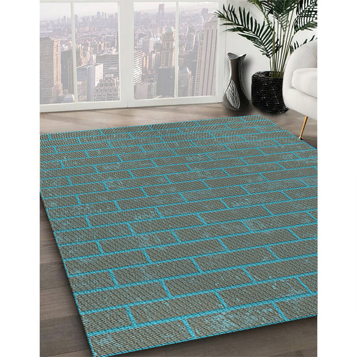 Patterned Gray Rug in Family Room, pat630lblu