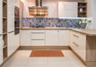 Patterned Neon Orange Rug in a Kitchen, pat630org
