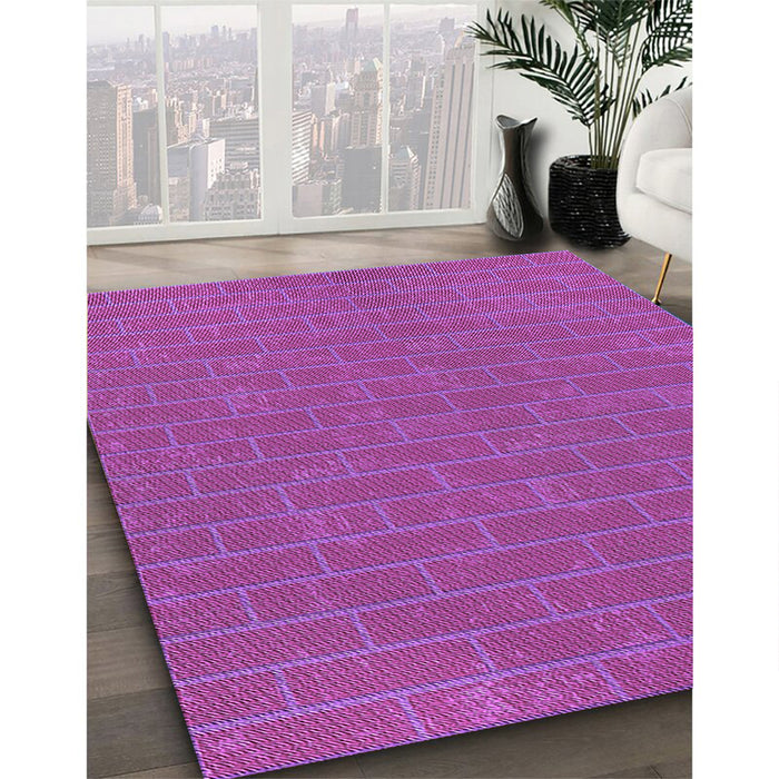 Patterned Magenta Pink Rug in Family Room, pat630pur