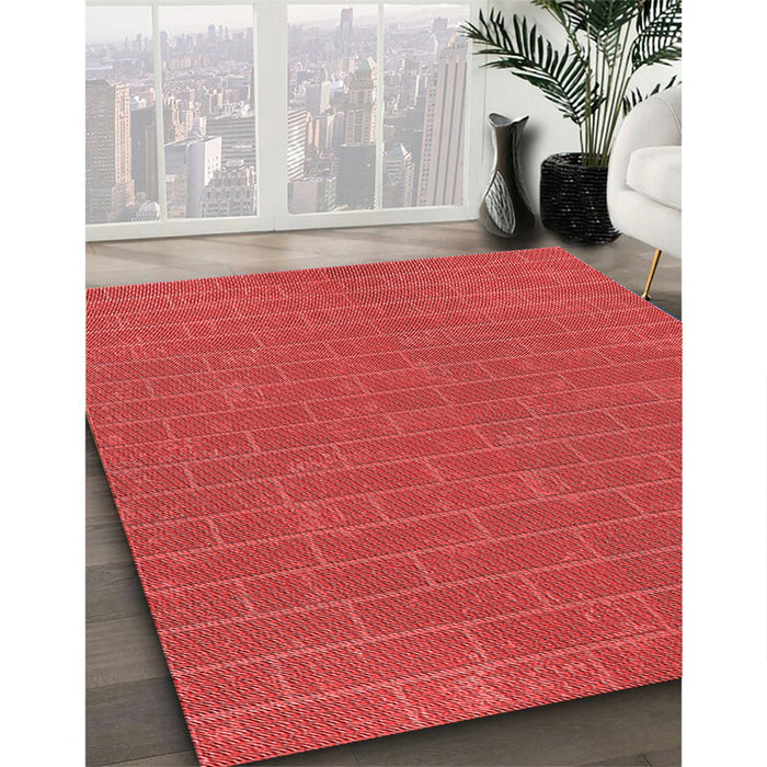 Patterned Red Rug in Family Room, pat630rd