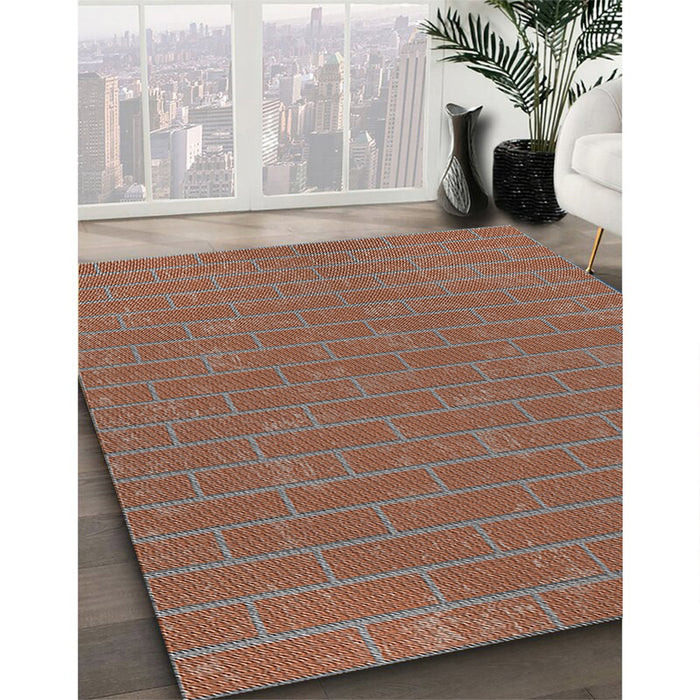 Patterned Dark Sienna Brown Novelty Rug in Family Room, pat630