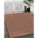 Patterned Dark Sienna Brown Novelty Rug in Family Room, pat630