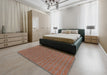 Patterned Dark Sienna Brown Novelty Rug in a Bedroom, pat630