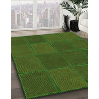 Patterned Dark Lime Green Rug, pat631grn