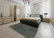 Patterned Green Rug in a Bedroom, pat631lblu