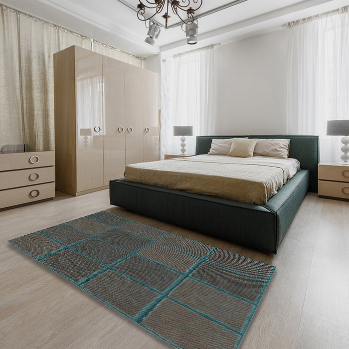 Patterned Green Rug in a Bedroom, pat631lblu