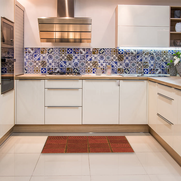 Patterned Red Rug in a Kitchen, pat631org