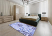 Patterned Blue Rug in a Bedroom, pat632blu