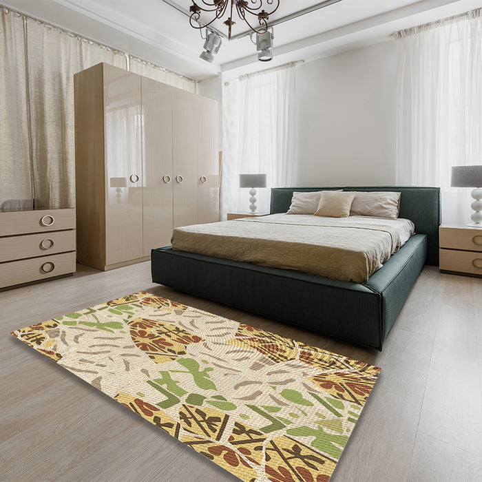 Patterned Copper Brown Rug in a Bedroom, pat632brn
