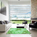Square Patterned Jade Green Rug in a Living Room, pat632grn
