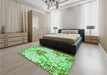Patterned Jade Green Rug in a Bedroom, pat632grn