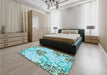 Patterned Blue Rug in a Bedroom, pat632lblu