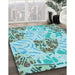 Patterned Blue Rug in Family Room, pat632lblu