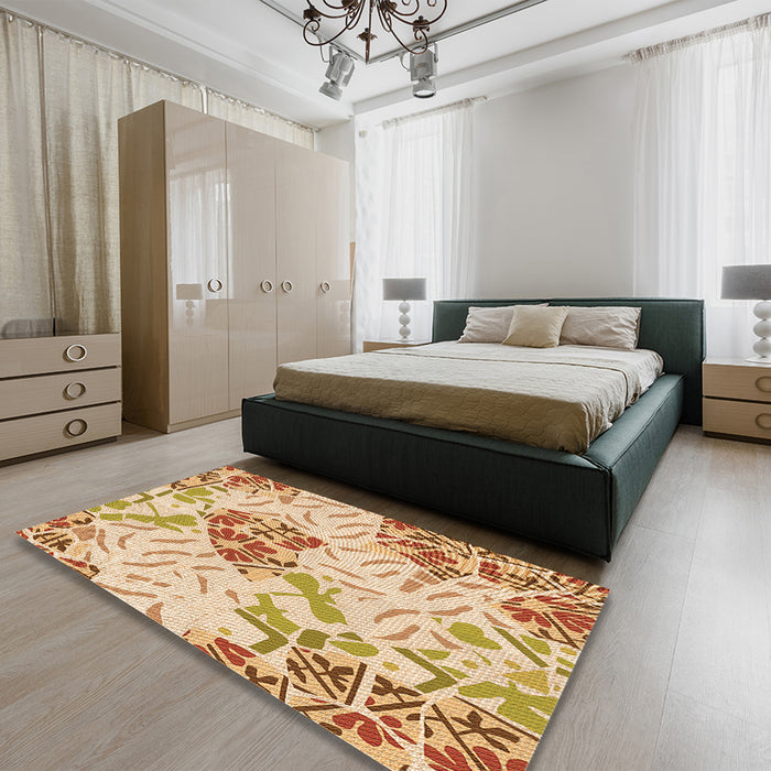 Patterned Orange Rug in a Bedroom, pat632org