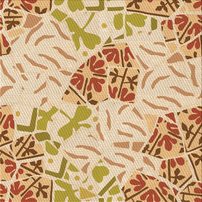 Round Patterned Orange Rug, pat632org