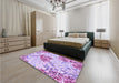 Patterned Blossom Pink Rug in a Bedroom, pat632pur