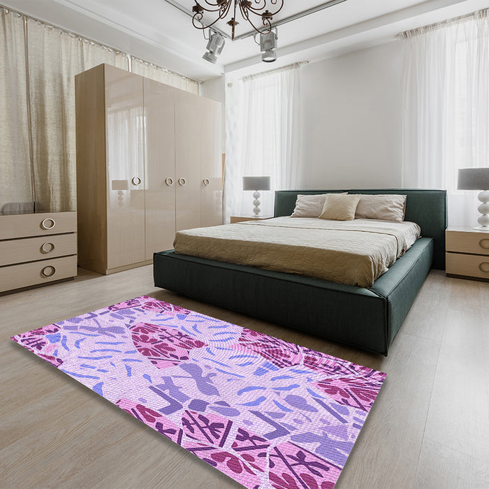 Patterned Blossom Pink Rug in a Bedroom, pat632pur