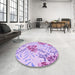 Round Patterned Blossom Pink Rug in a Office, pat632pur