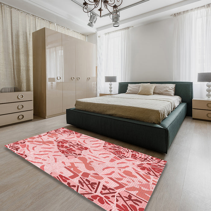 Patterned Orange Rug in a Bedroom, pat632rd