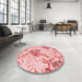 Round Patterned Orange Rug in a Office, pat632rd