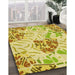 Patterned Neon Yellow Rug in Family Room, pat632yw