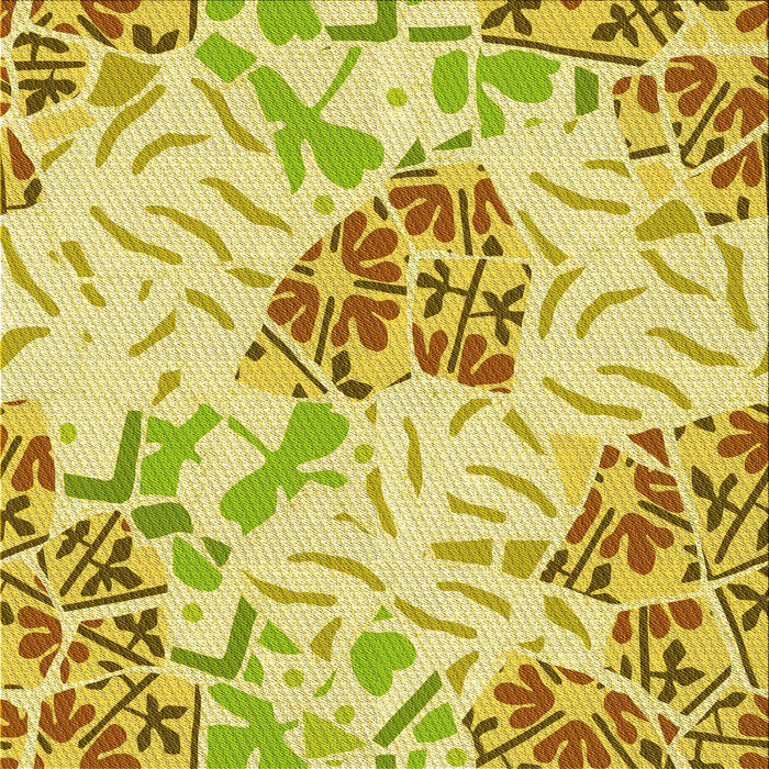 Round Patterned Neon Yellow Rug, pat632yw