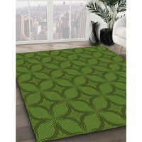 Patterned Dark Lime Green Rug, pat633grn