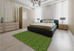 Patterned Dark Lime Green Rug in a Bedroom, pat633grn