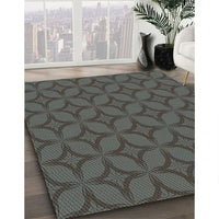 Patterned Grayish Turquoise Green Rug, pat633lblu