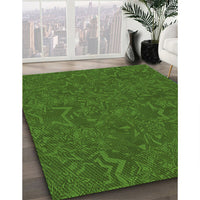 Patterned Dark Lime Green Rug, pat634grn