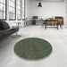 Round Patterned Hazel Green Rug in a Office, pat634lblu