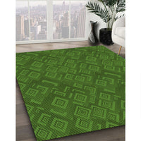 Patterned Dark Lime Green Rug, pat635grn