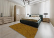 Patterned Saddle Brown Rug in a Bedroom, pat635yw