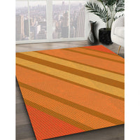 Patterned Orange Red Orange Rug, pat636yw