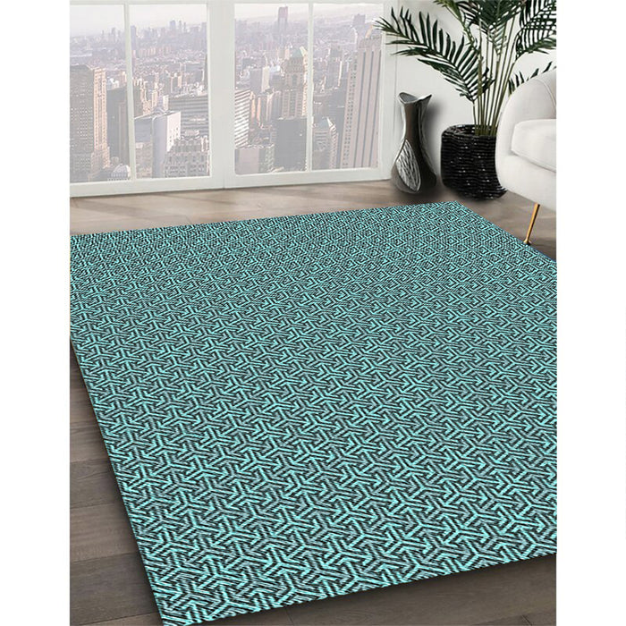 Machine Washable Transitional Deep-Sea Green Rug in a Family Room, wshpat637lblu